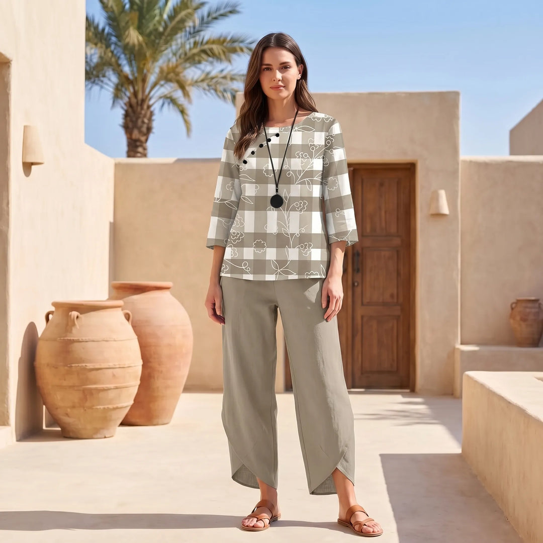 Lee  - Butterfly Print Top And Pants Set