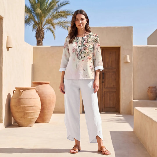 Lee  - Butterfly Print Top And Pants Set