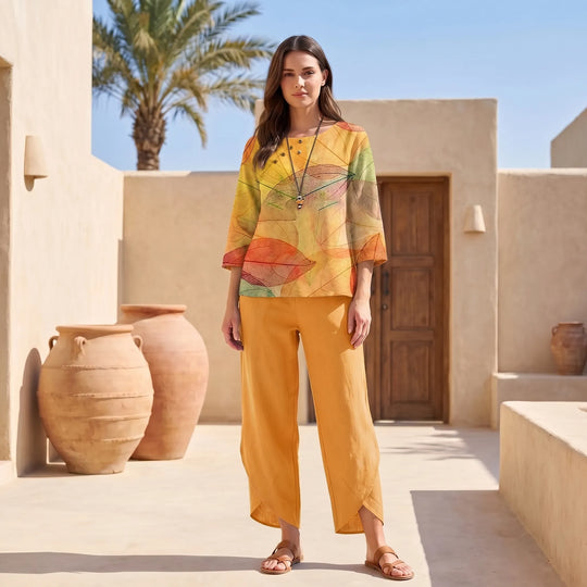 Lee  - Butterfly Print Top And Pants Set