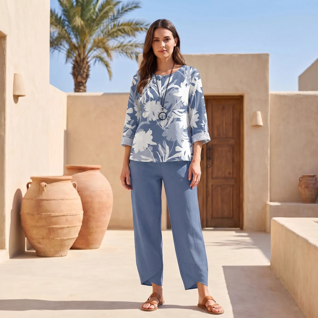 Lee  - Butterfly Print Top And Pants Set