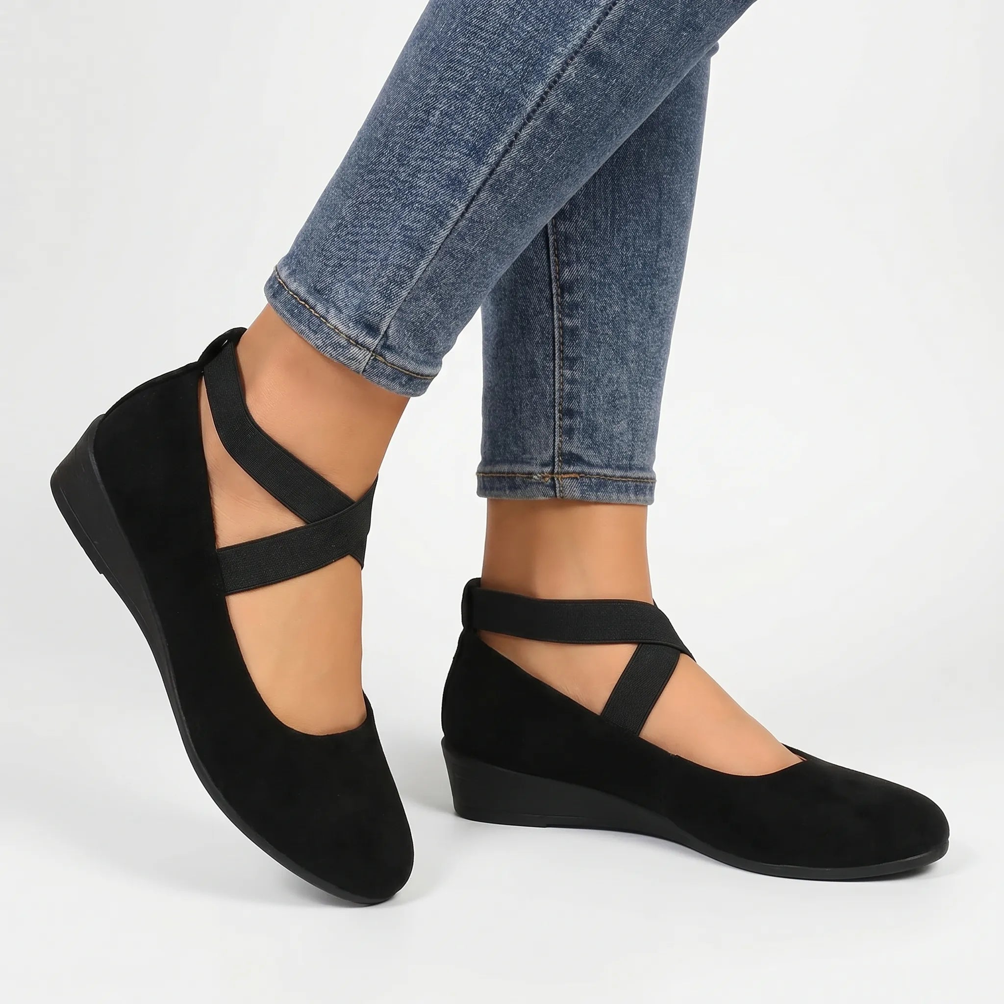 Leigh  - Cross-Strap Flat Slip-On Shoe