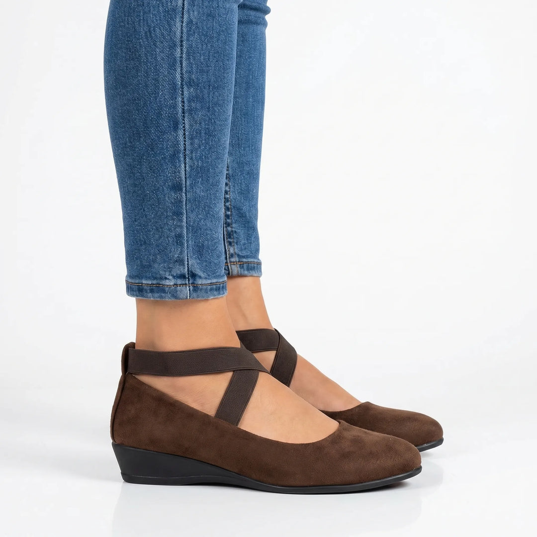Leigh  - Cross-Strap Flat Slip-On Shoe