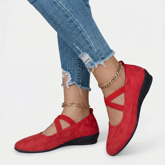 Leigh  - Cross-Strap Flat Slip-On Shoe