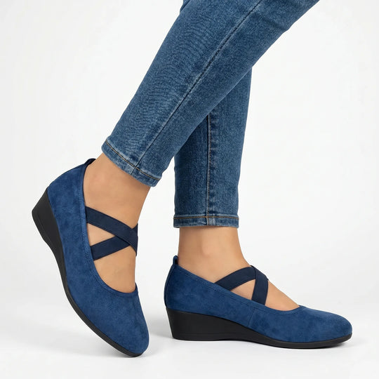 Leigh  - Cross-Strap Flat Slip-On Shoe