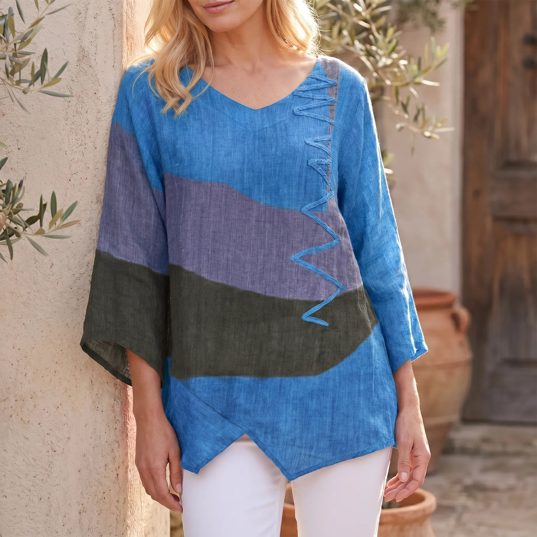 Lela  - Color-Block Tunic With Asymmetrical Hem