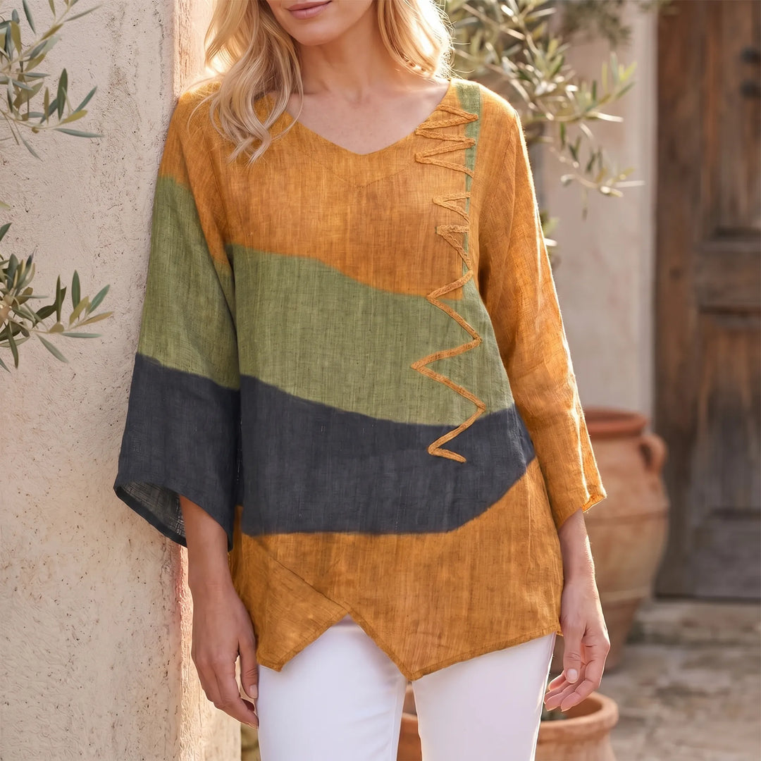Lela  - Color-Block Tunic With Asymmetrical Hem