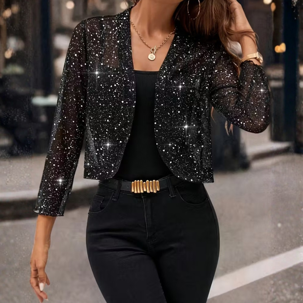Leticia  - Open-Front Sequin Cardigan