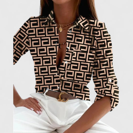 women blouse in printed fabric for casual outings 0