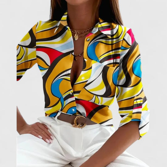 women blouse in printed fabric for casual outings 2