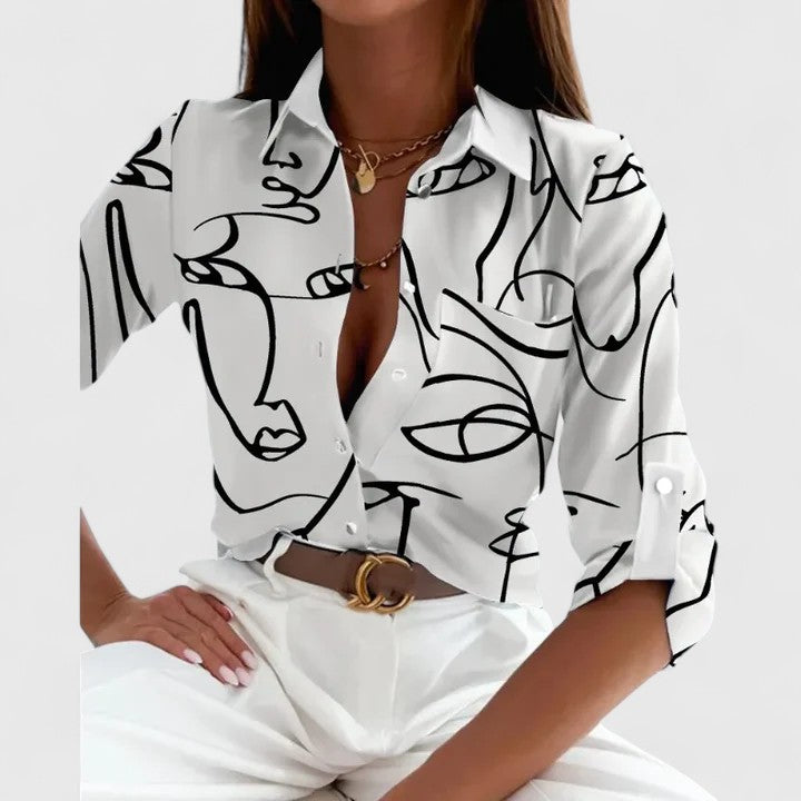women blouse in printed fabric for casual outings 3