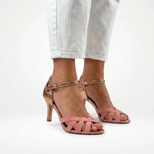 Lindsey  - Open-Toe Woven Strap Heeled Sandal