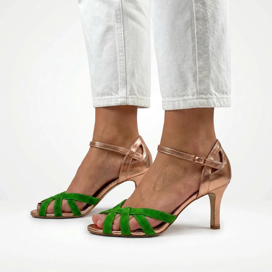 Lindsey  - Open-Toe Woven Strap Heeled Sandal
