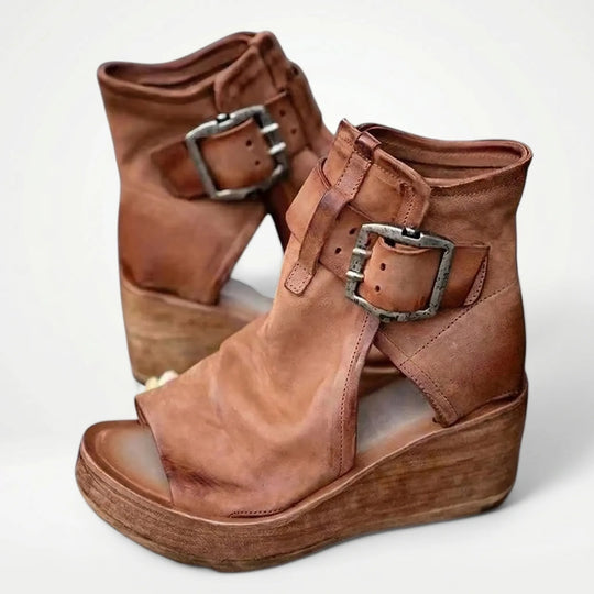 Lola  - Open-Toe Wedge Ankle Boot