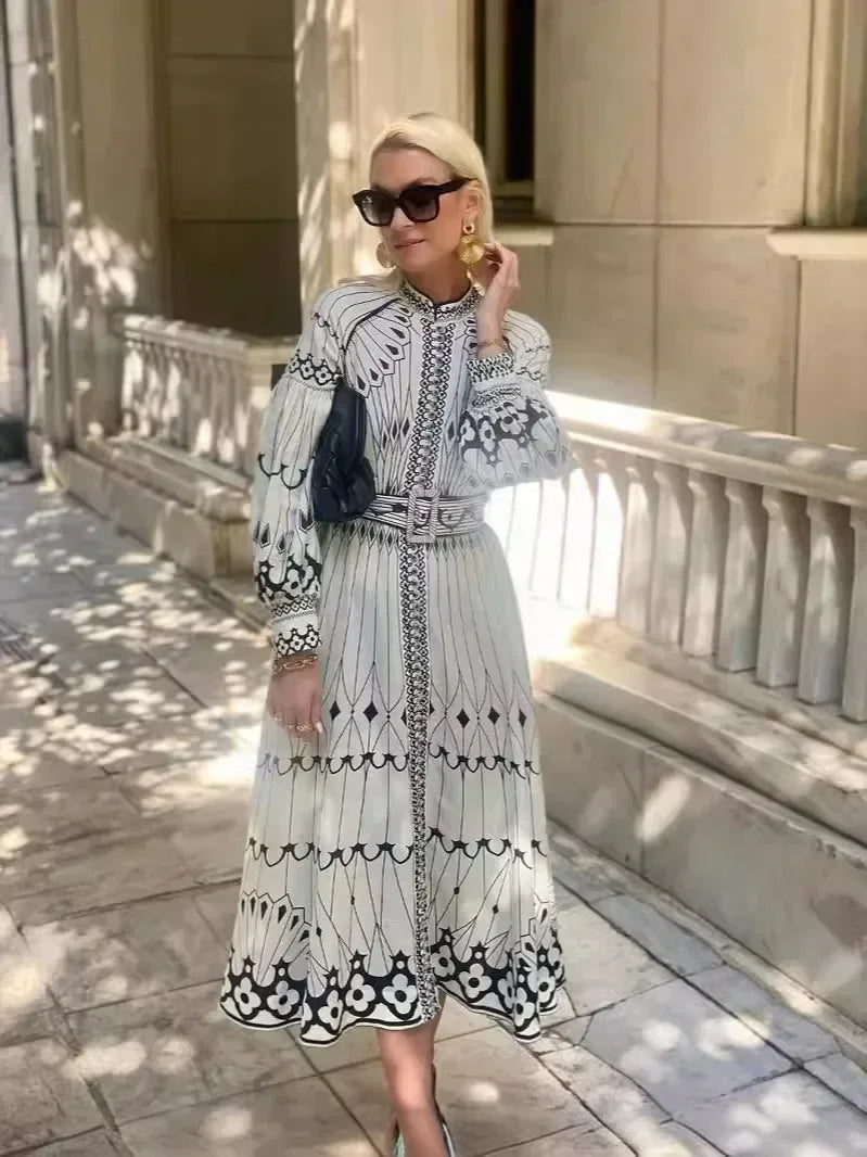 Lorene  - Long Sleeve Midi Dress