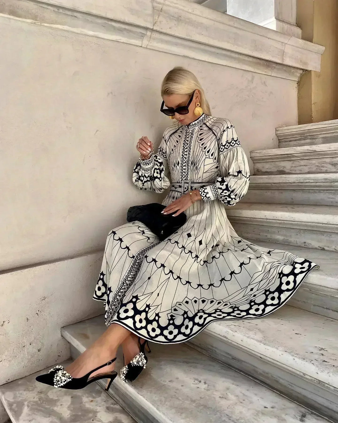 Lorene  - Long Sleeve Midi Dress