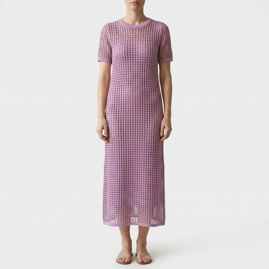 Lorraine  - Full-Length Openwork Knit Maxi Gown