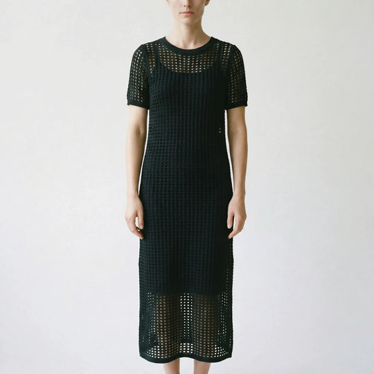 Lorraine  - Full-Length Openwork Knit Maxi Gown