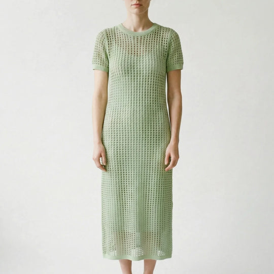Lorraine  - Full-Length Openwork Knit Maxi Gown