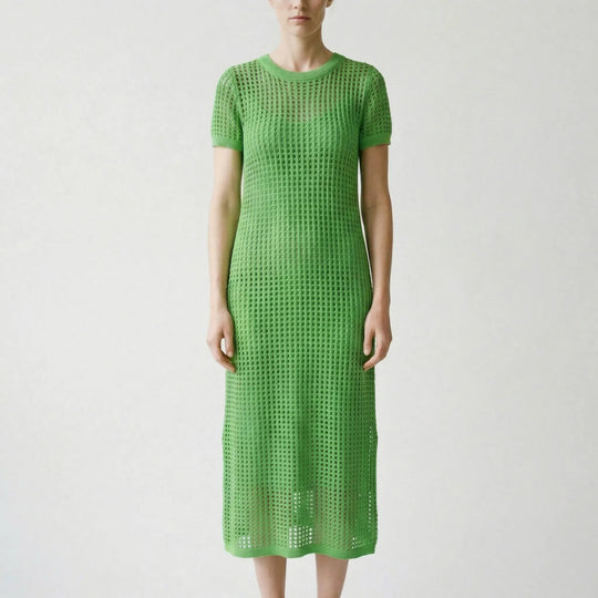 Lorraine  - Full-Length Openwork Knit Maxi Gown