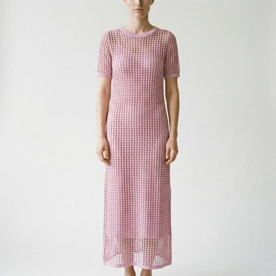 Lorraine  - Full-Length Openwork Knit Maxi Gown