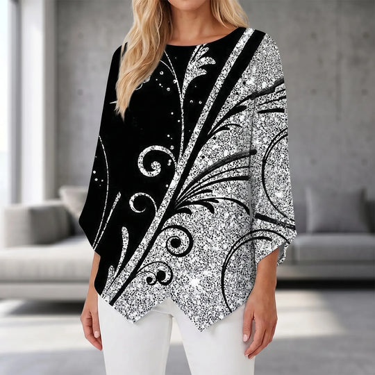Luz  - Printed Crew Neck Long Sleeve Top