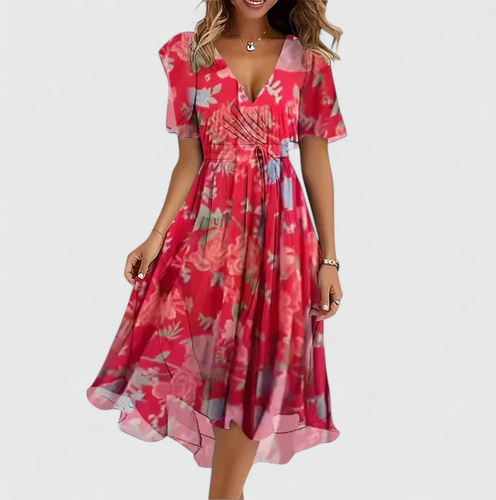 women floral dress in blue for summer outings 0