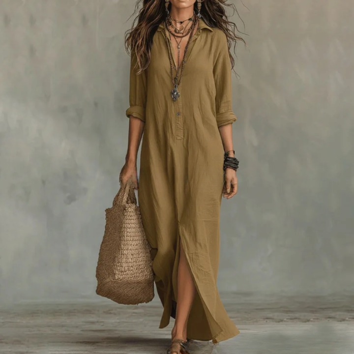 Marian  - Three Quarter Sleeve Maxi Dress