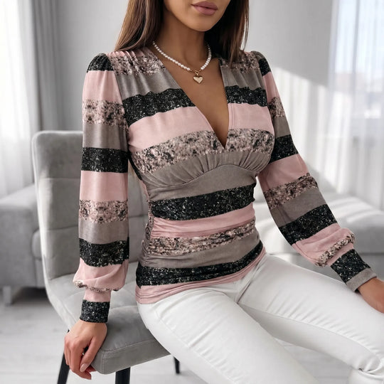 Marilyn  - Deep V-Neck Wrap-Style Top