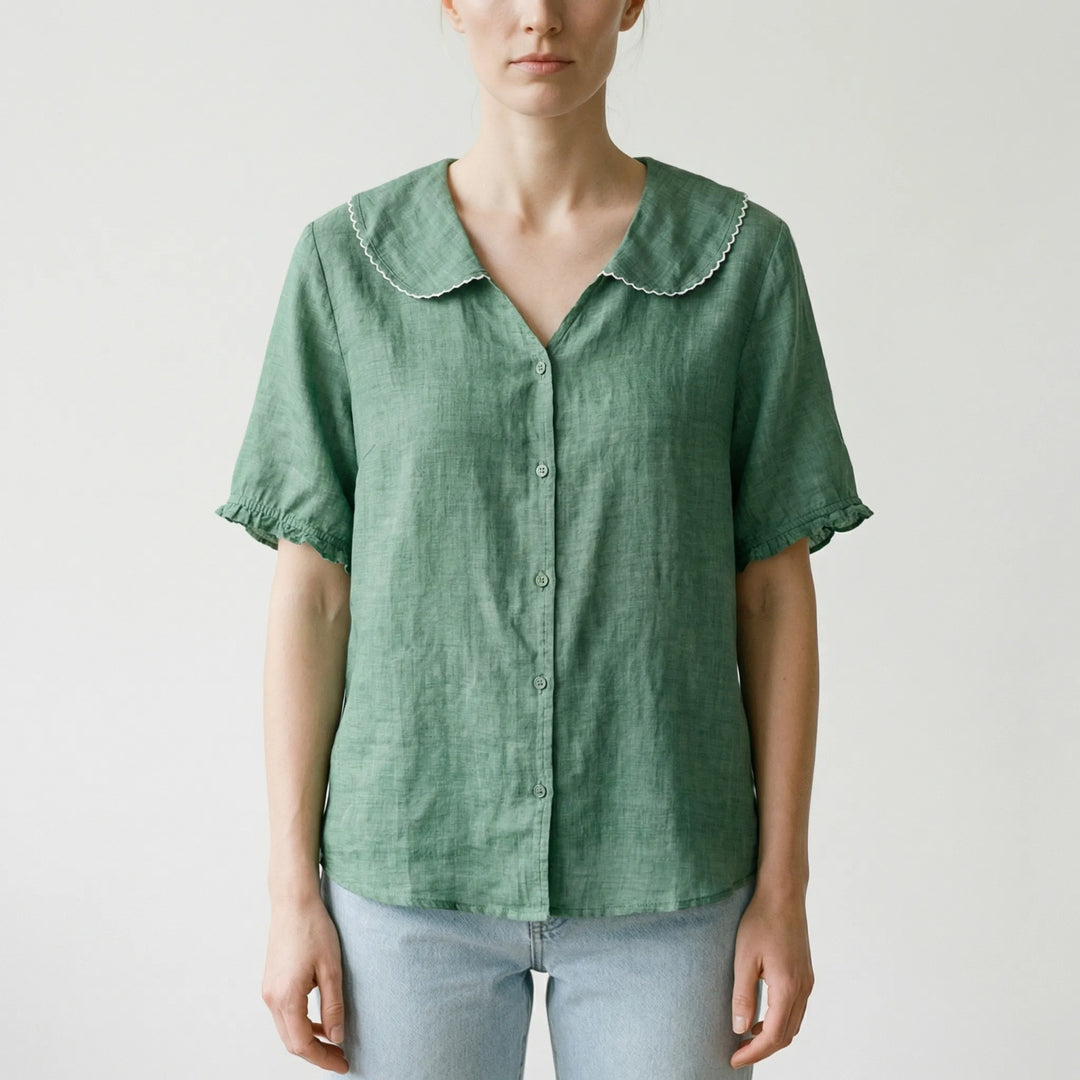 Marjorie  - Vintage-Inspired Scalloped Collar Blouse