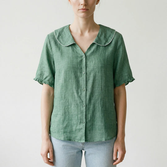 Marjorie  - Vintage-Inspired Scalloped Collar Blouse
