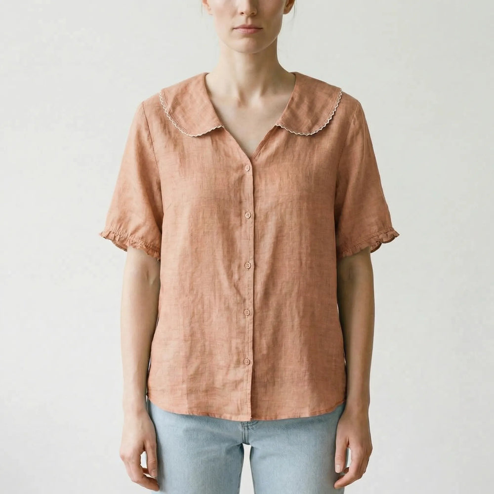 Marjorie  - Vintage-Inspired Scalloped Collar Blouse
