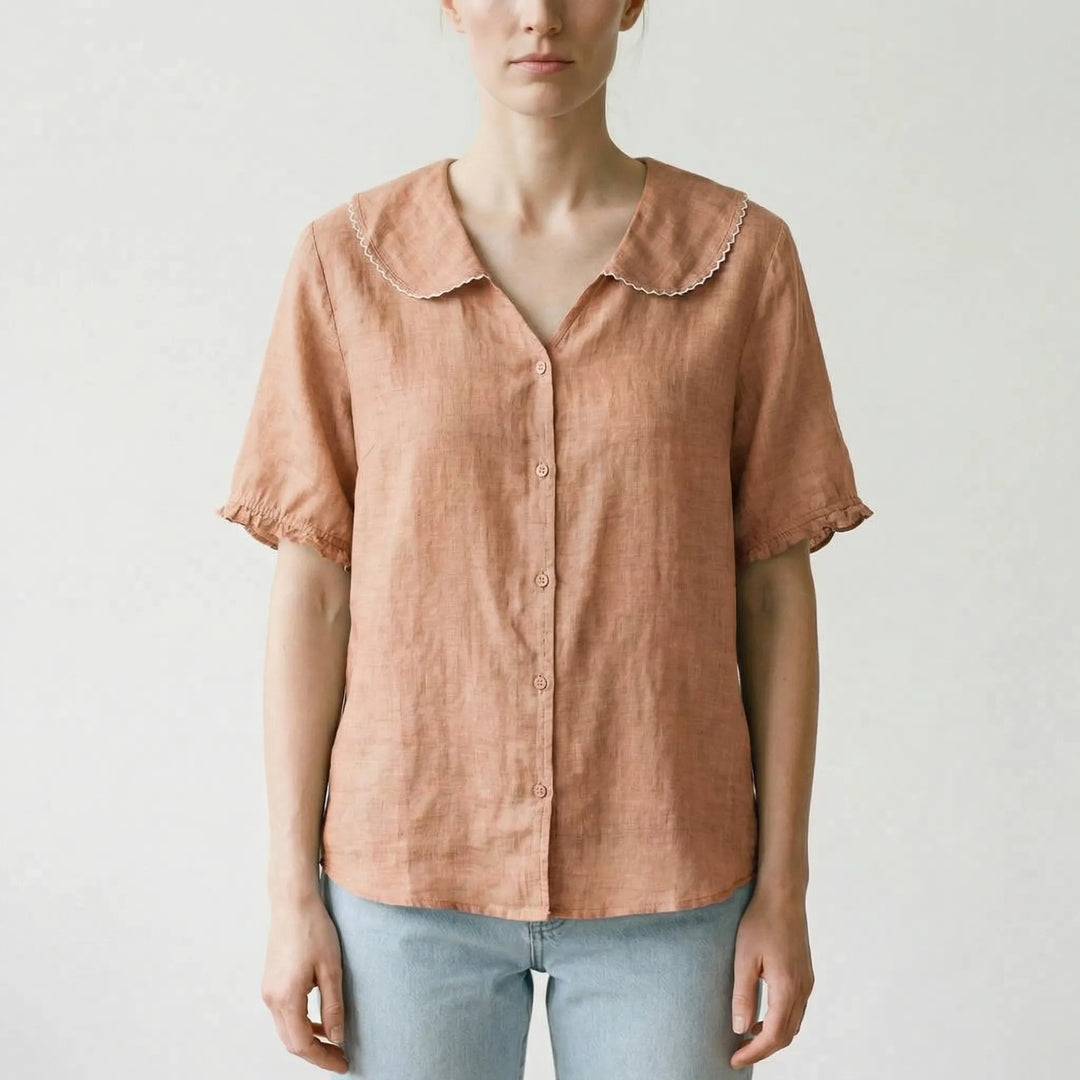 Marjorie  - Vintage-Inspired Scalloped Collar Blouse