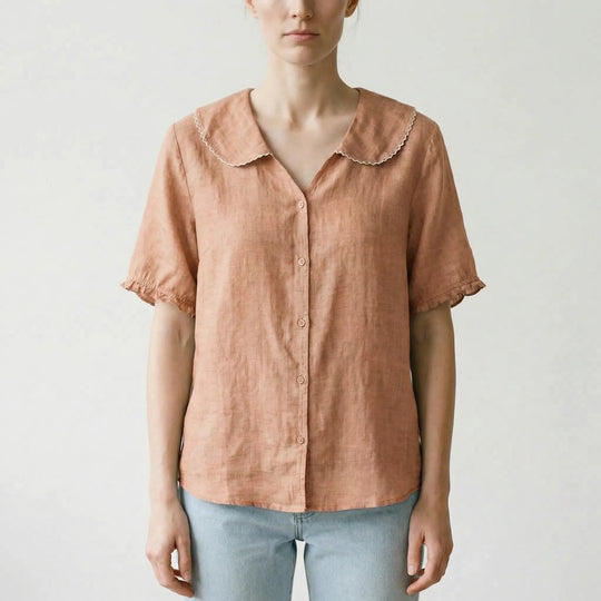 Marjorie  - Vintage-Inspired Scalloped Collar Blouse