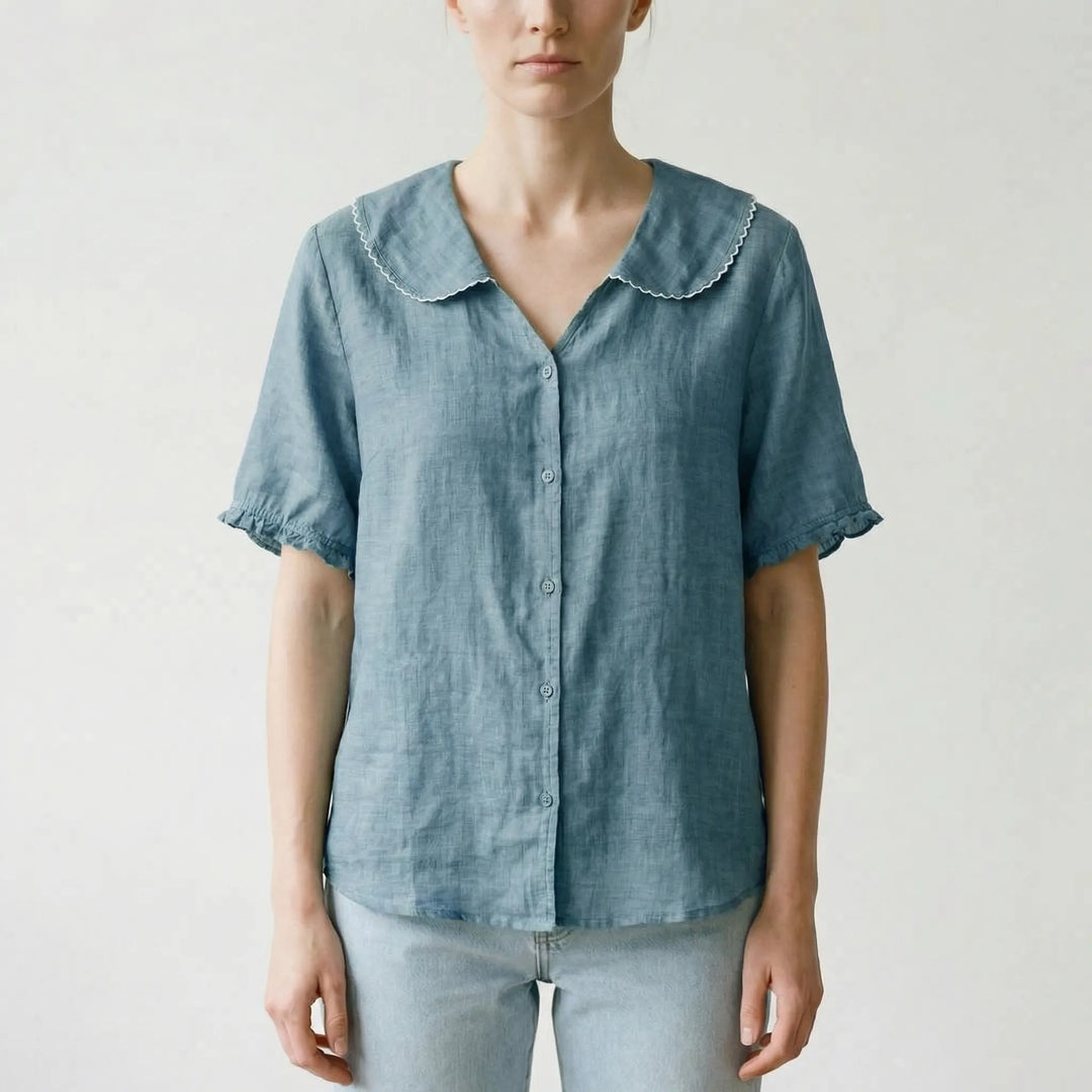 Marjorie  - Vintage-Inspired Scalloped Collar Blouse