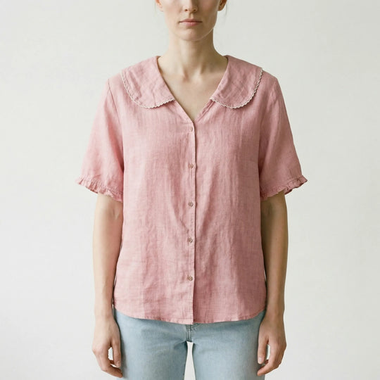 Marjorie  - Vintage-Inspired Scalloped Collar Blouse