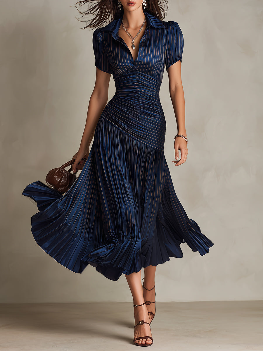 Martha  - Striped Midi Dress 