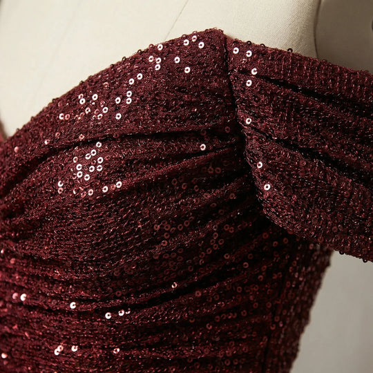 Maxine  - Off-Shoulder Sequin Floor-Length Gown