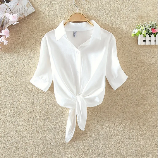 women cropped blouse in white for casual outings 3