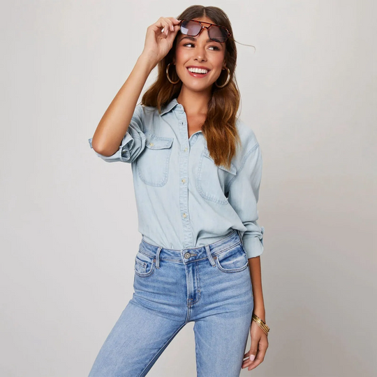 women denim shirt in blue for casual wear 4