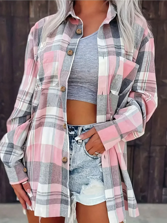 women flannel shirt in plaid for casual wear 0