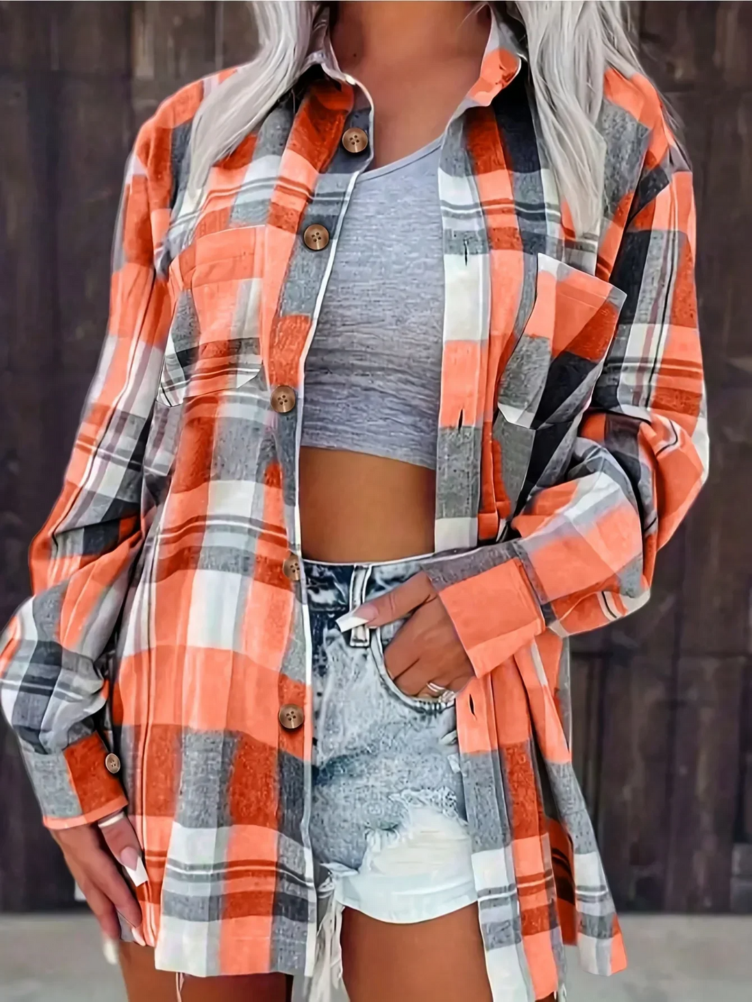 women flannel shirt in plaid for casual wear 11