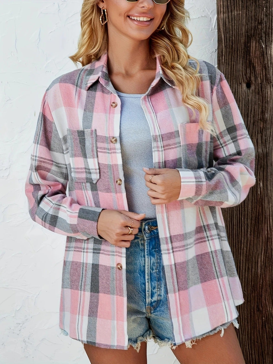 women flannel shirt in plaid for casual wear 2
