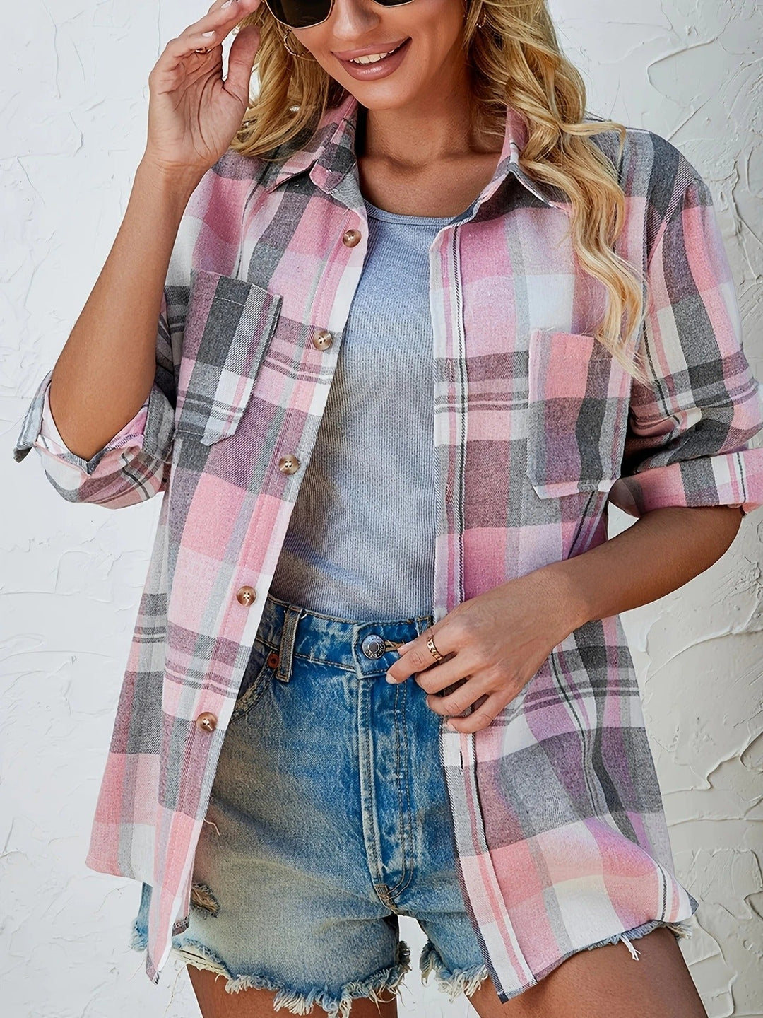 women flannel shirt in plaid for casual wear 3
