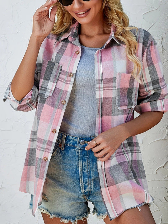 women flannel shirt in plaid for casual wear 3