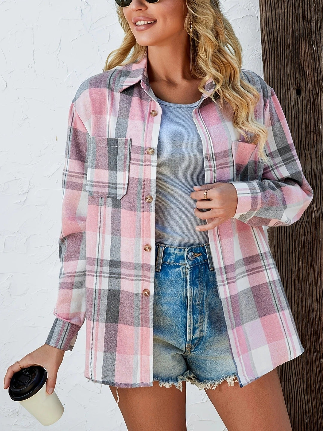 women flannel shirt in plaid for casual wear 4