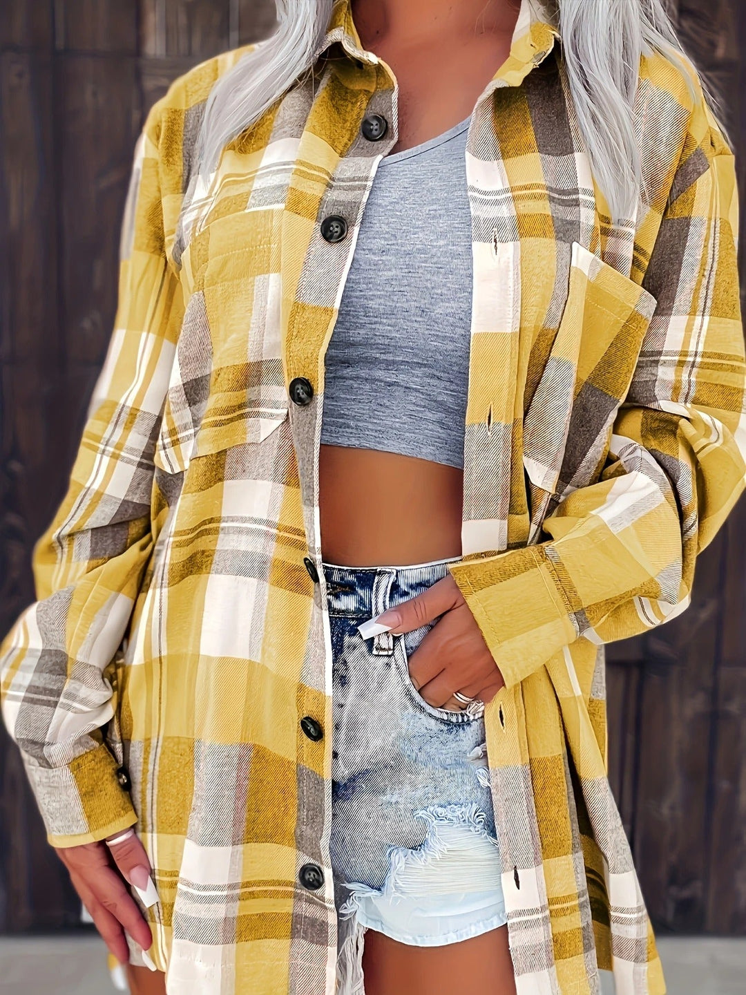 women flannel shirt in plaid for casual wear 6