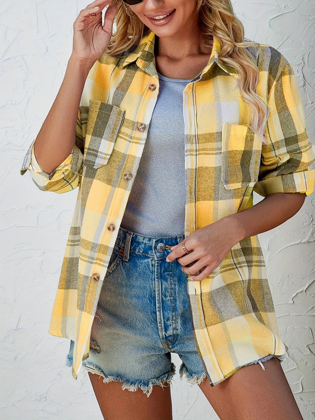 women flannel shirt in plaid for casual wear 7