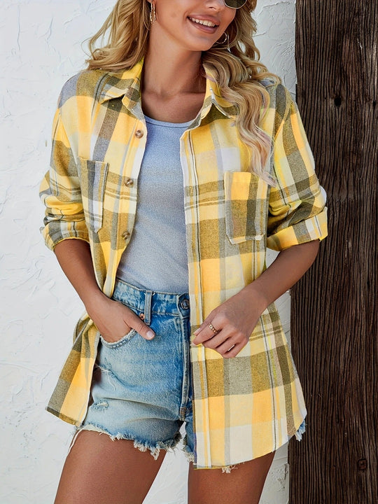 women flannel shirt in plaid for casual wear 8