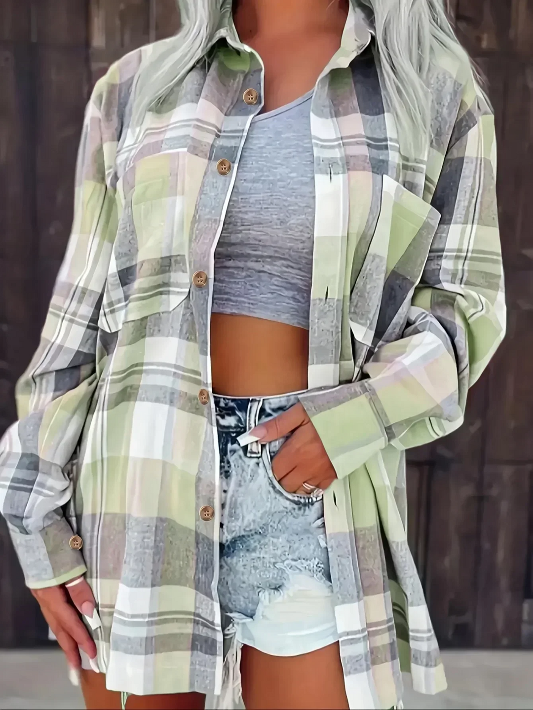 women flannel shirt in plaid for casual wear 9