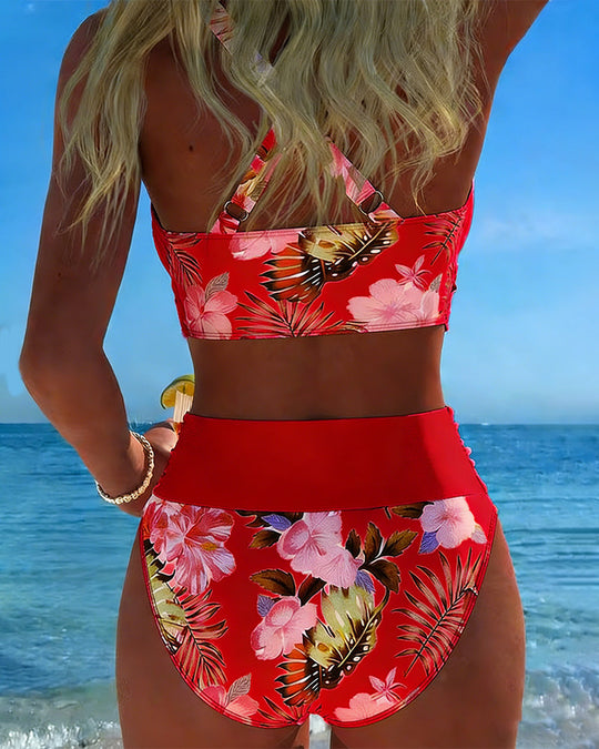 Michele  - Two Piece High Waisted Floral Bikini 